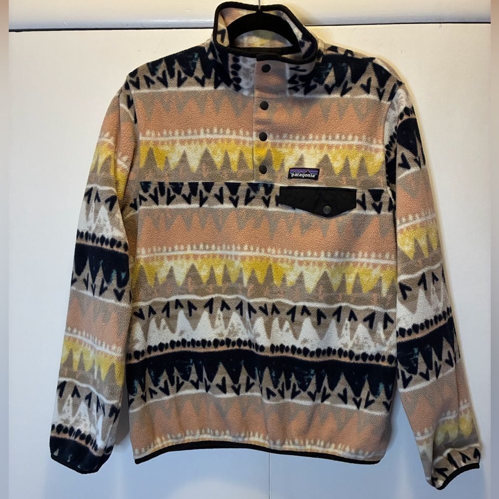 PATAGONIA Synchilla Snap-T Fleece Bandicoot Marrow Grey Aztec Pullover Women’s M